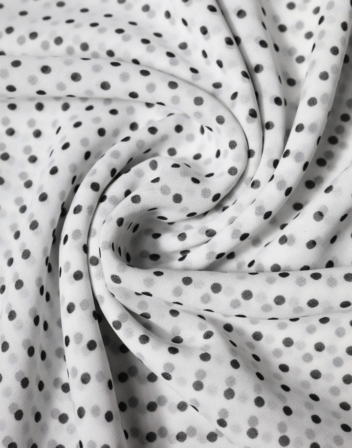 Dolce &amp; Gabbana White Polka Dots Polyester Wrap Shawl Scarf