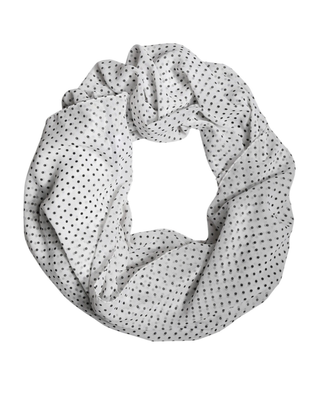 Dolce &amp; Gabbana White Polka Dots Polyester Wrap Shawl Scarf