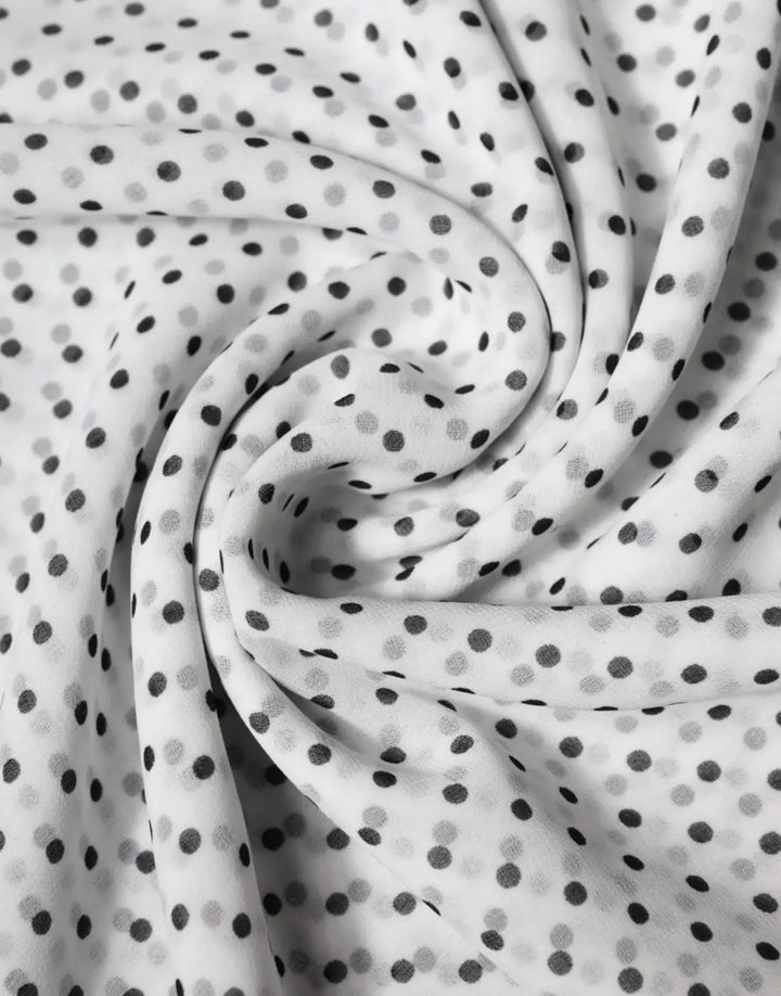 Dolce &amp; Gabbana White Polka Dots Polyester Wrap Shawl Scarf