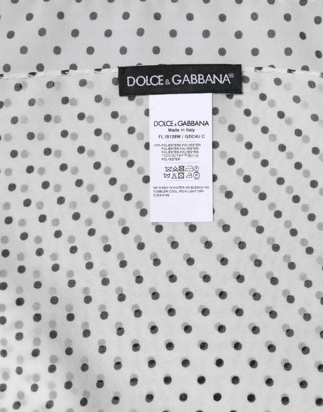 Dolce &amp; Gabbana White Polka Dots Polyester Wrap Shawl Scarf