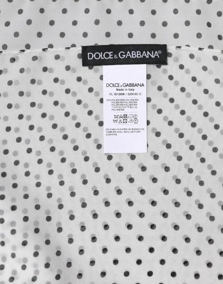 Dolce &amp; Gabbana White Polka Dots Polyester Wrap Shawl Scarf