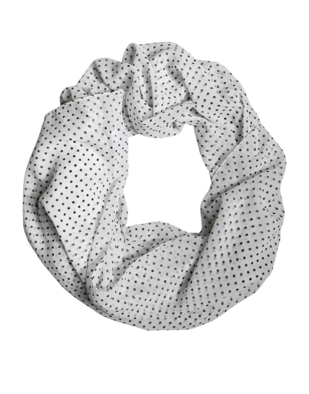 Dolce &amp; Gabbana White Polka Dots Polyester Wrap Shawl Scarf