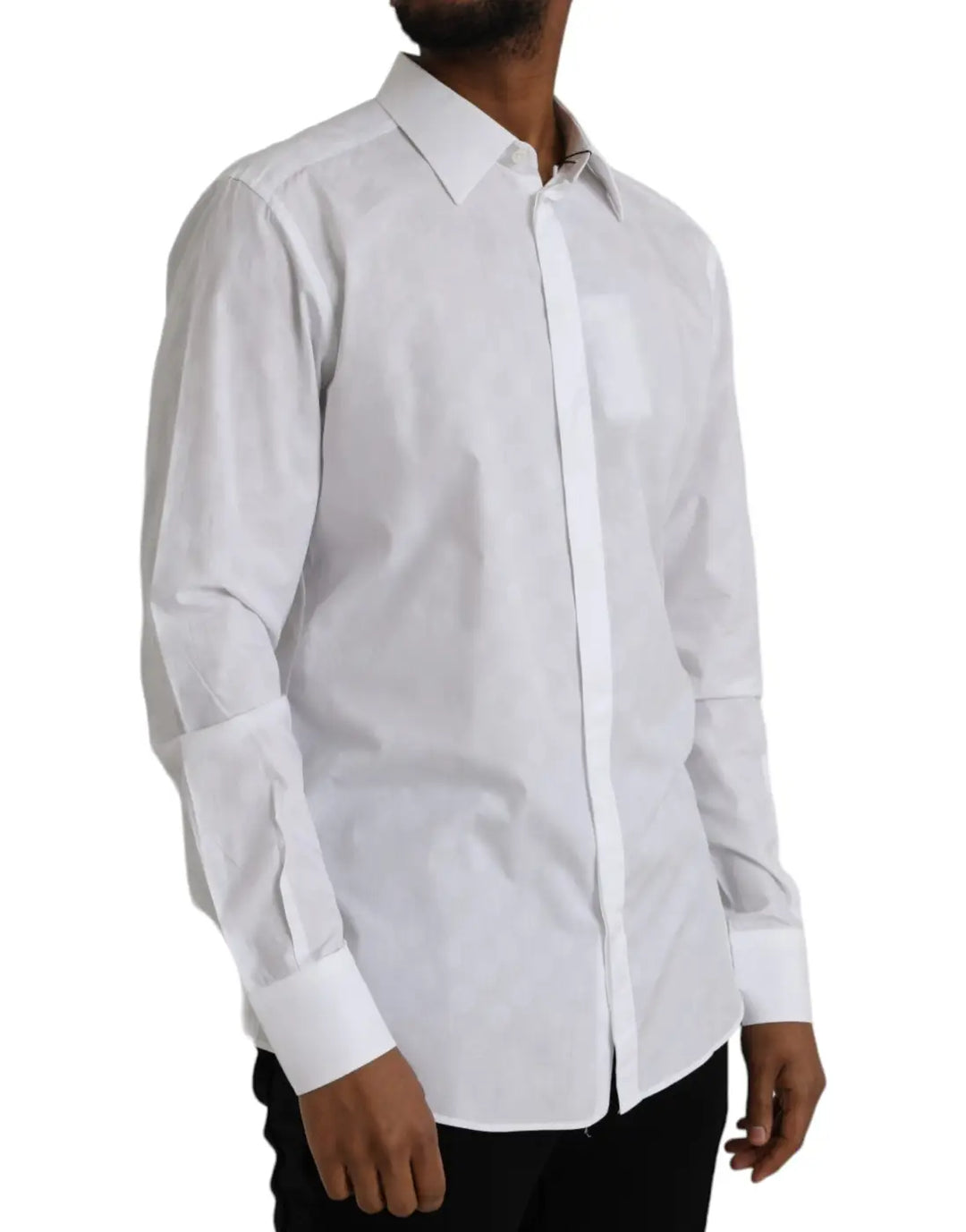 Dolce &amp; Gabbana White Polka Dotted Cotton Dress GOLD Shirt