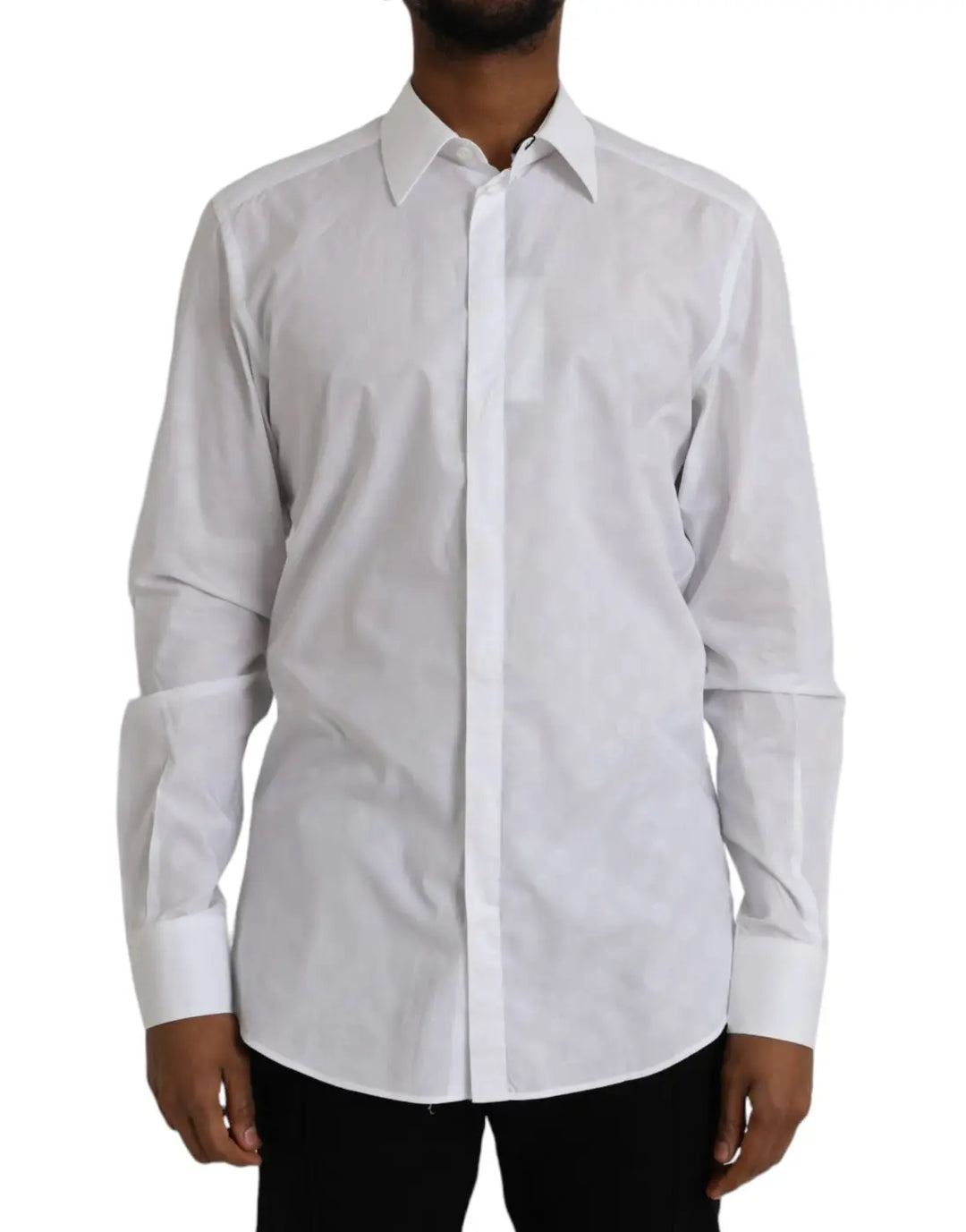 Dolce &amp; Gabbana White Polka Dotted Cotton Dress GOLD Shirt