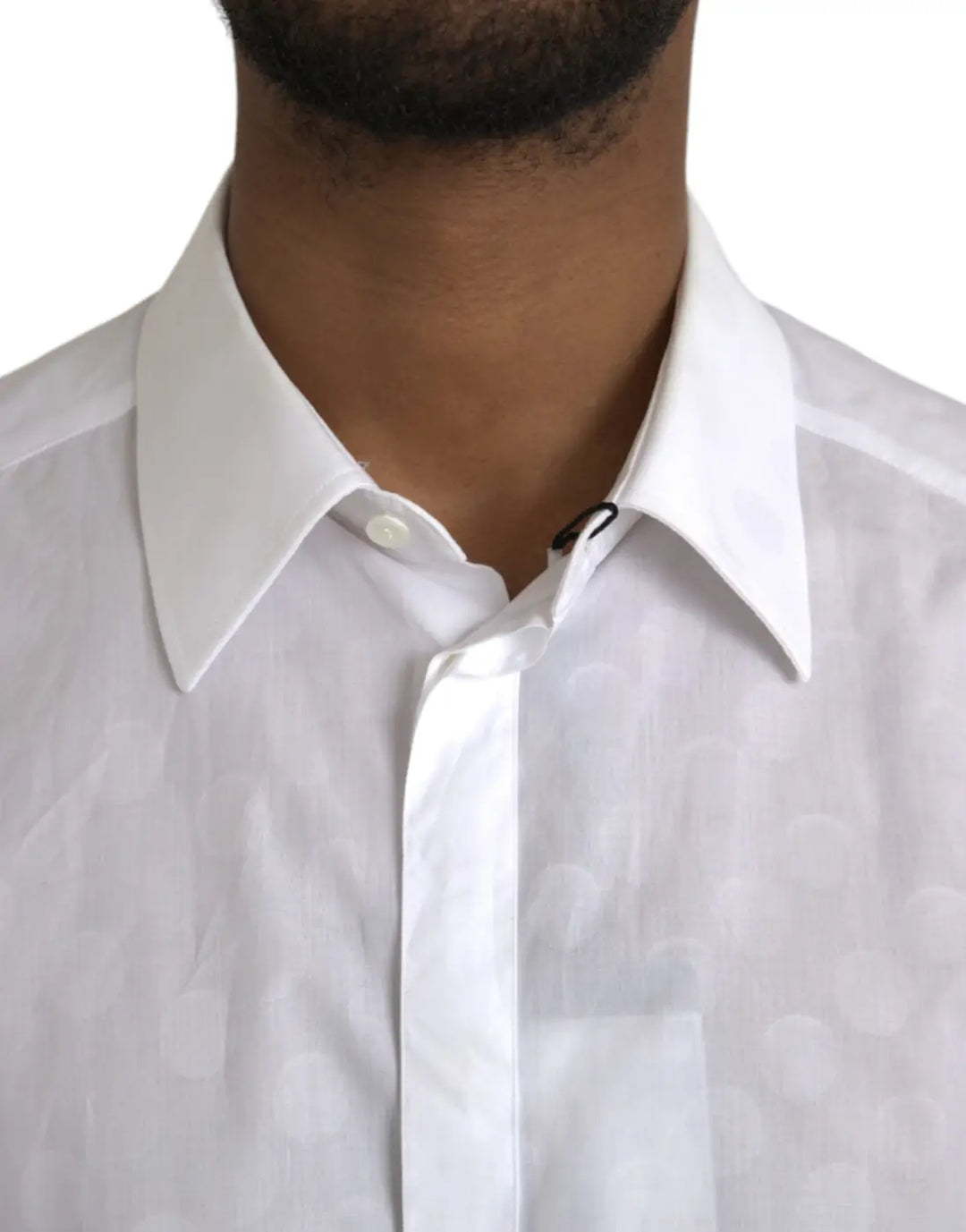 Dolce &amp; Gabbana White Polka Dotted Cotton Dress GOLD Shirt