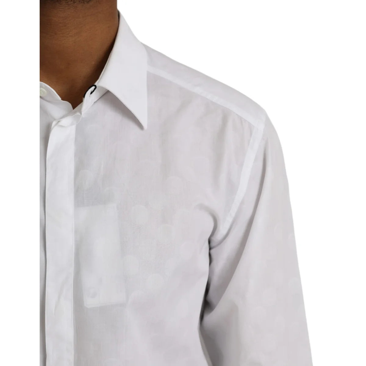 Dolce and Gabbana White Polka Dotted Cotton Shirt for Men &