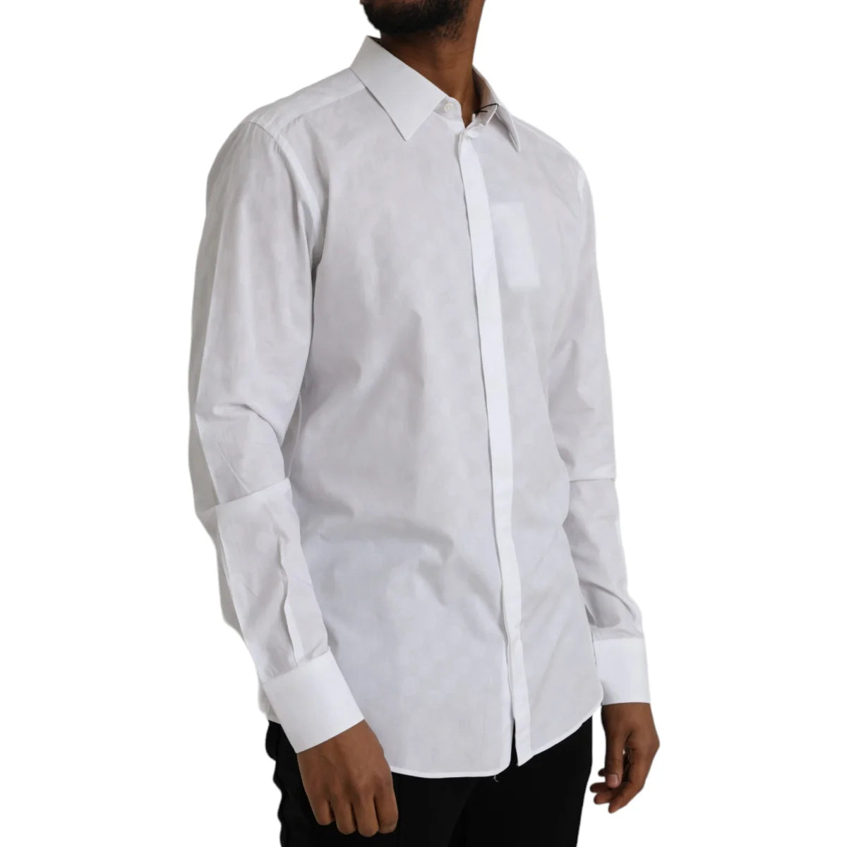 Dolce and Gabbana White Polka Dotted Cotton Shirt for Men &