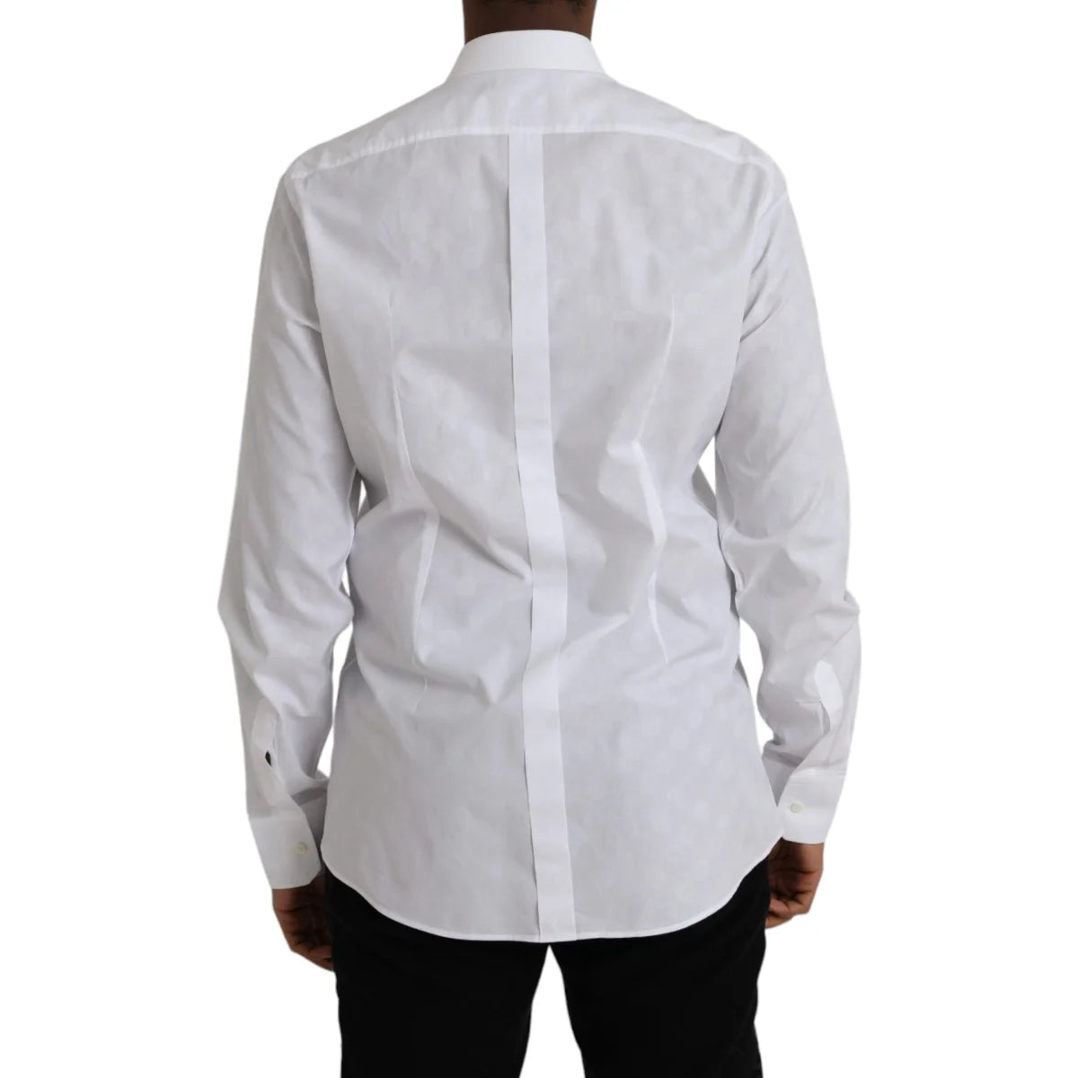 Dolce and Gabbana White Polka Dotted Cotton Shirt for Men &