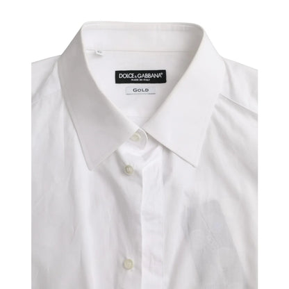 Dolce and Gabbana White Polka Dotted Cotton Shirt for Men &