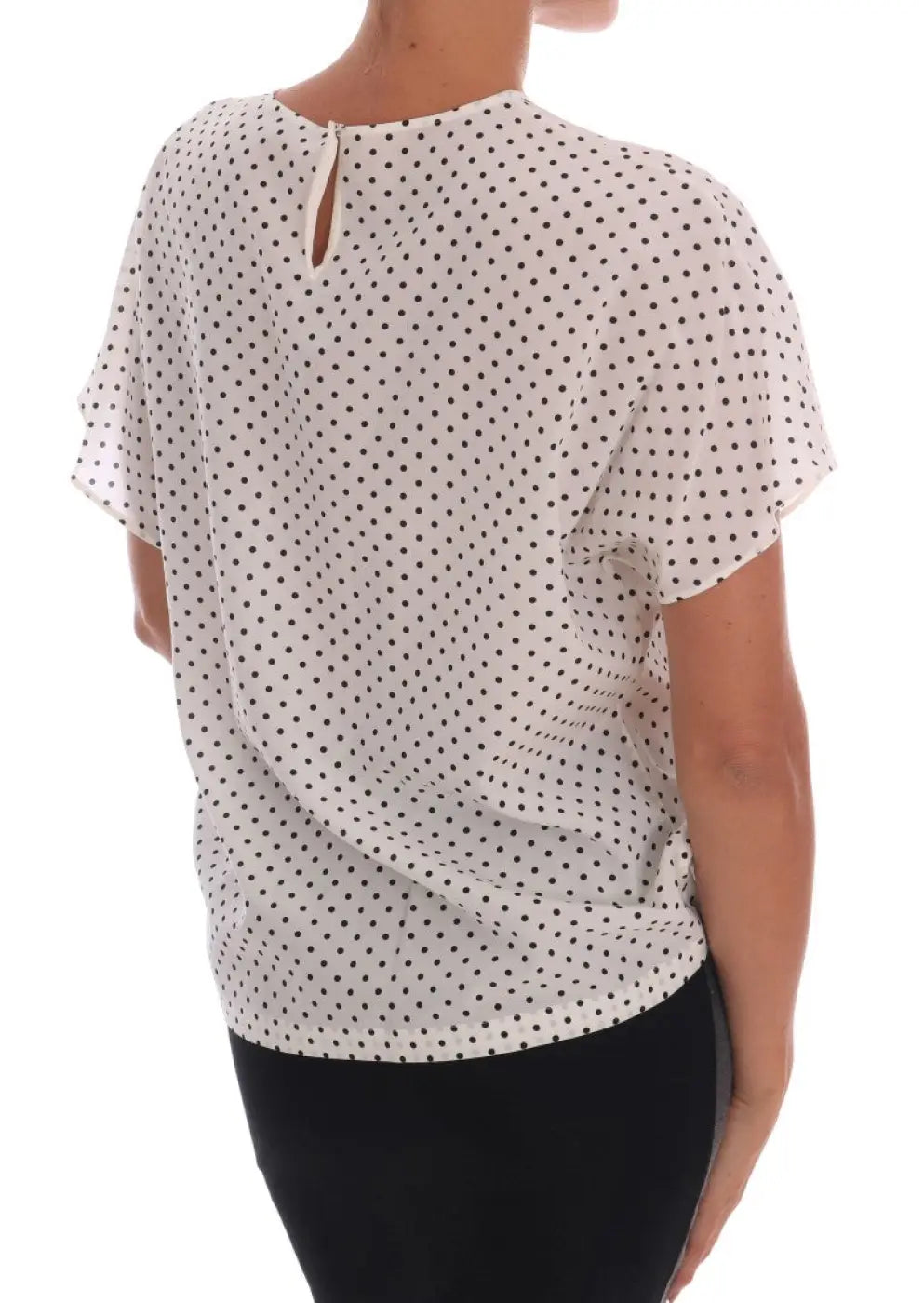 Dolce &amp; Gabbana White Polka Dotted Silk T-shirt Top