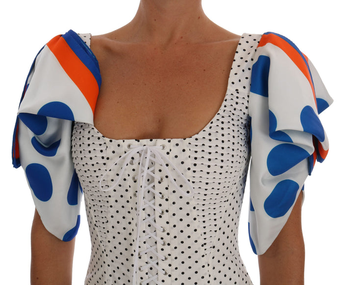 Dolce &amp; Gabbana - White Polka Silk Corset Bustier Top
