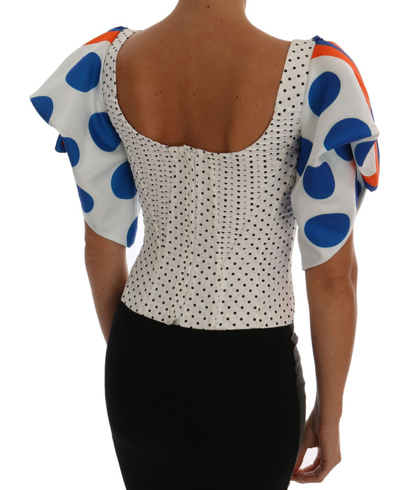 Dolce & Gabbana - White Polka Silk Corset Bustier Top