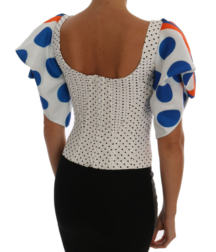 Dolce &amp; Gabbana - White Polka Silk Corset Bustier Top