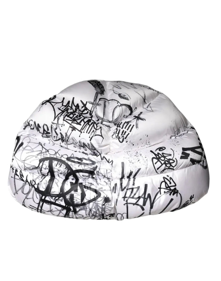 Dolce &amp; Gabbana White Polyester Printed Hood Quilted Hat