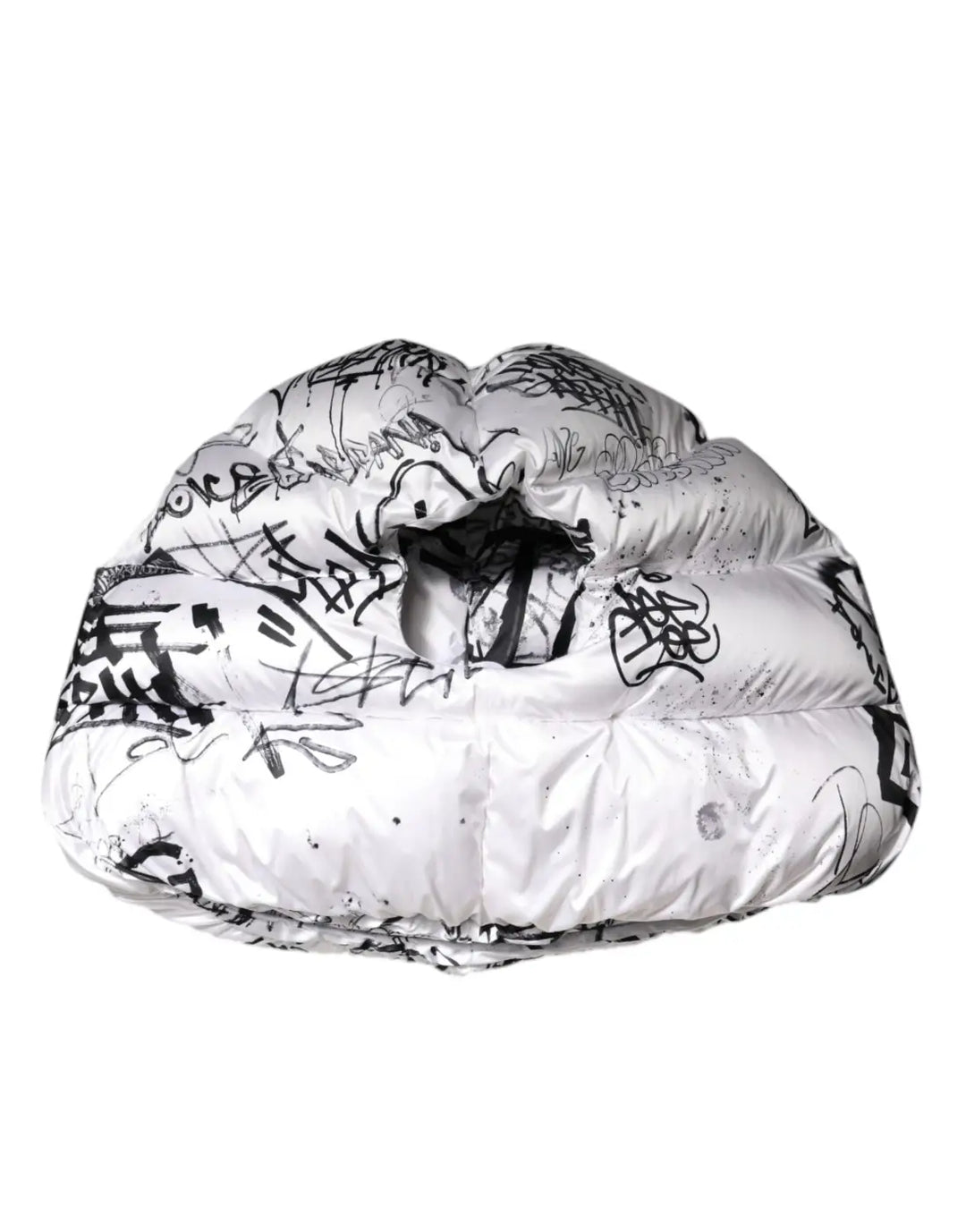 Dolce &amp; Gabbana White Polyester Printed Hood Quilted Hat