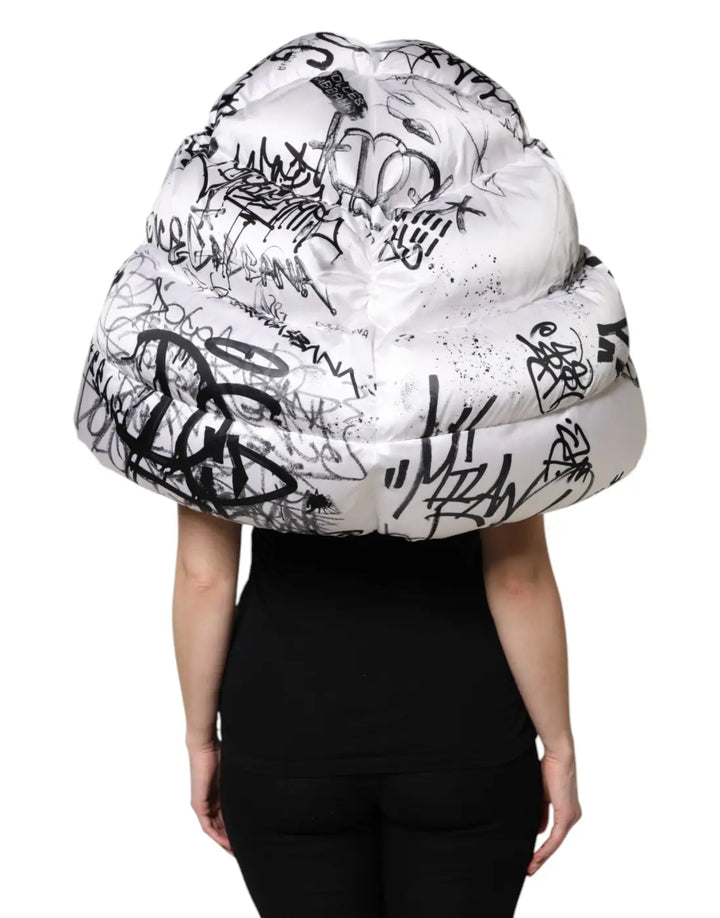 Dolce &amp; Gabbana White Polyester Printed Hood Quilted Hat