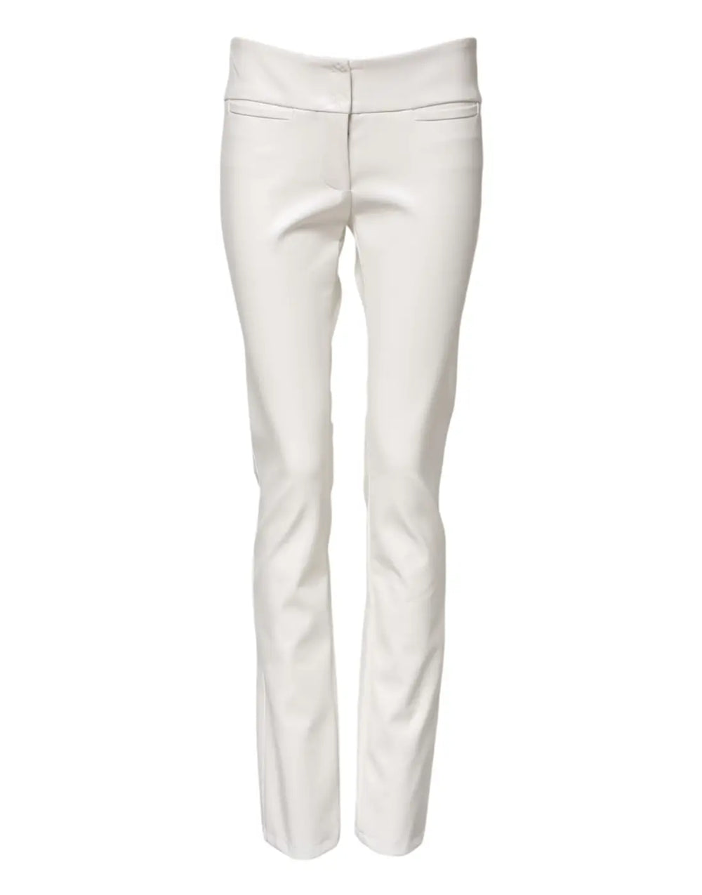 Dolce & Gabbana White Polyurethane High Waist Tapered Pants