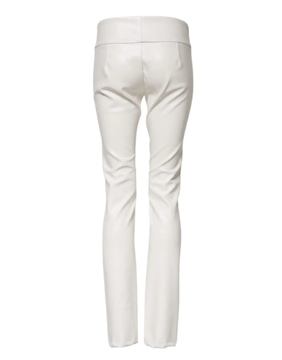 Dolce &amp; Gabbana White Polyurethane High Waist Tapered Pants