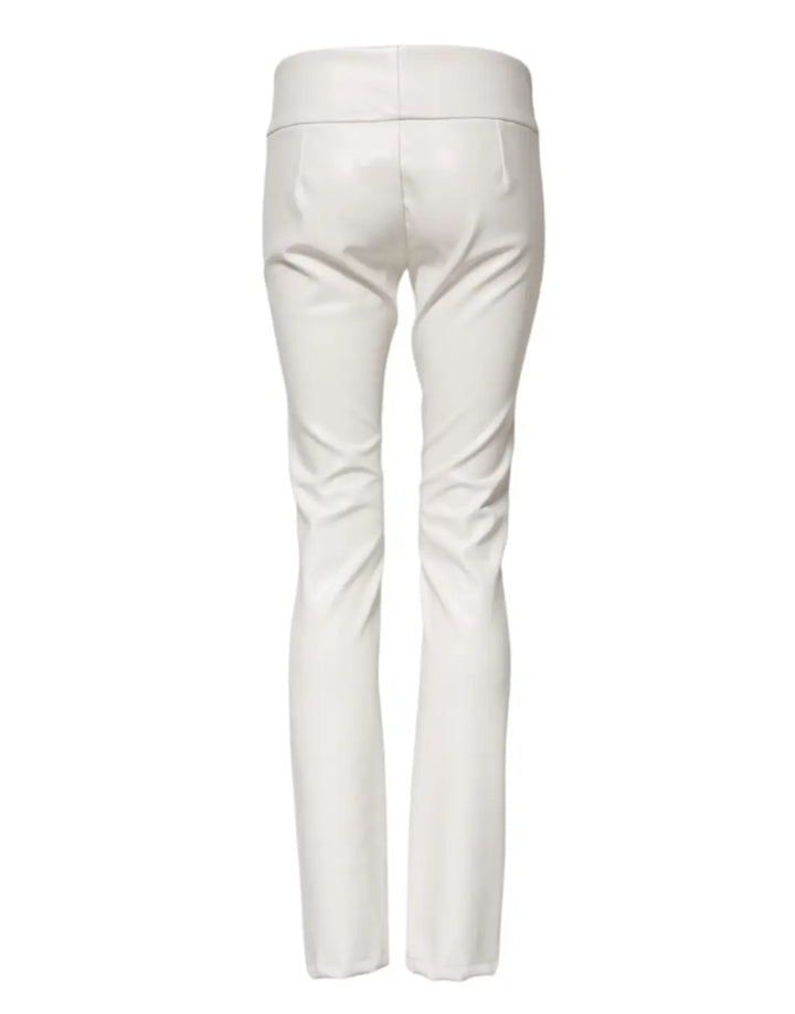 Dolce &amp; Gabbana White Polyurethane High Waist Tapered Pants