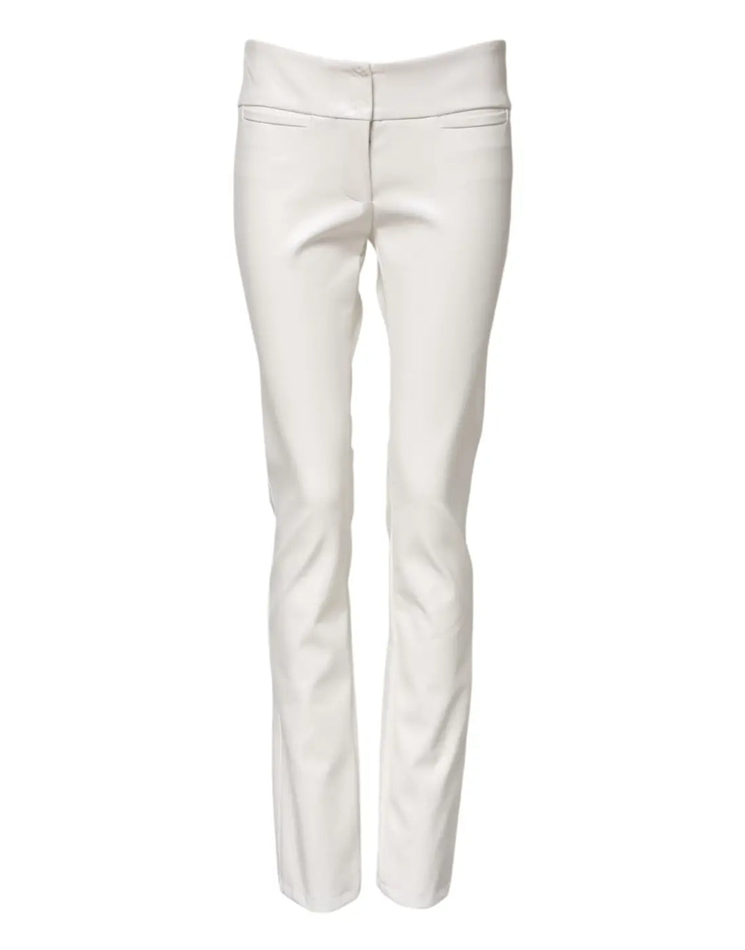Dolce &amp; Gabbana White Polyurethane High Waist Tapered Pants