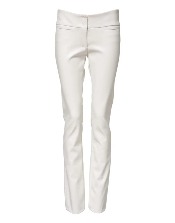 Dolce &amp; Gabbana White Polyurethane High Waist Tapered Pants