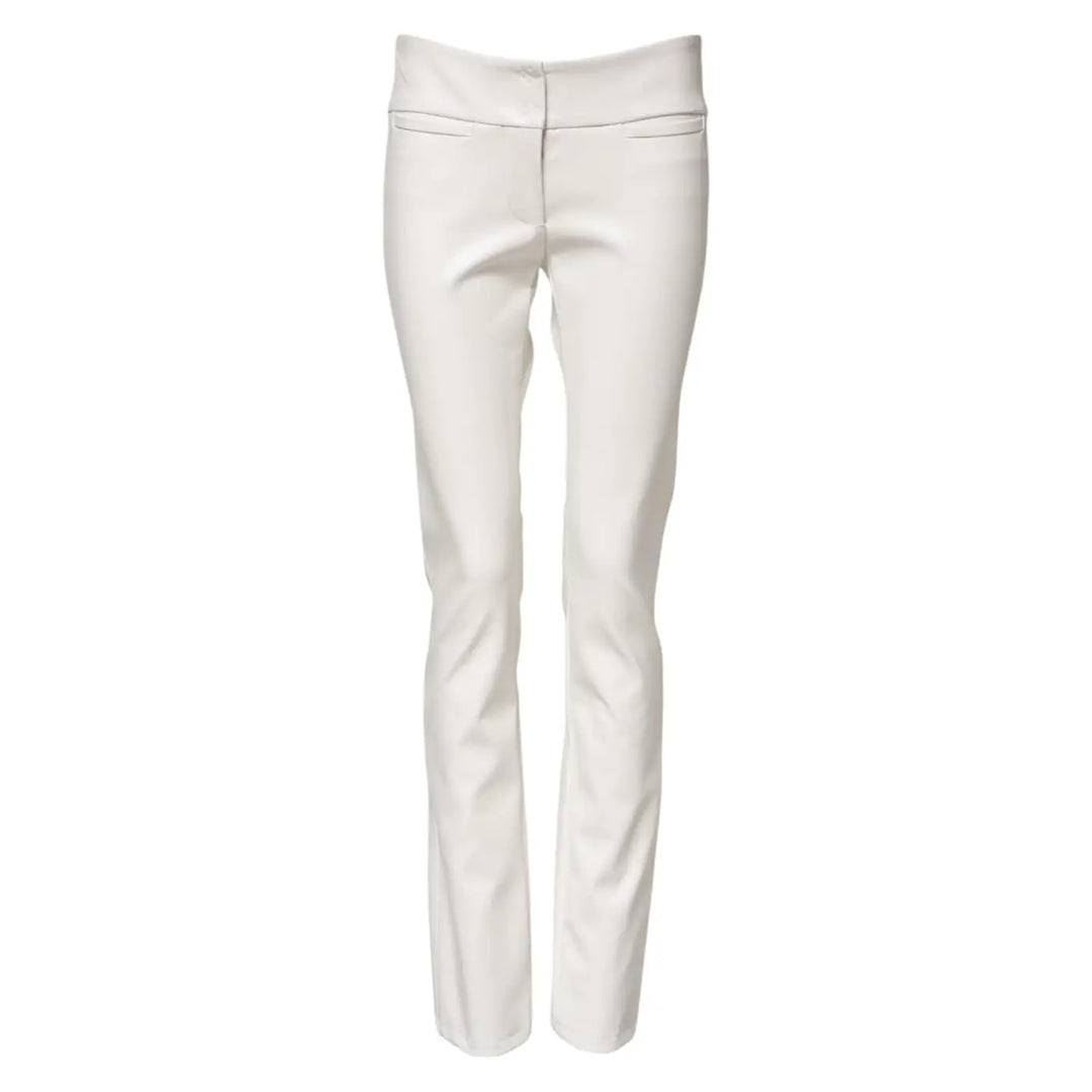 Dolce &amp; Gabbana White Polyurethane High Waist Tapered Pants