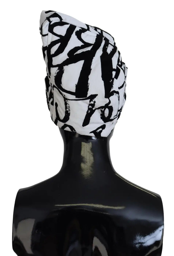 Dolce &amp; Gabbana White Printed Nylon Women Winter Beanie Cap Hat