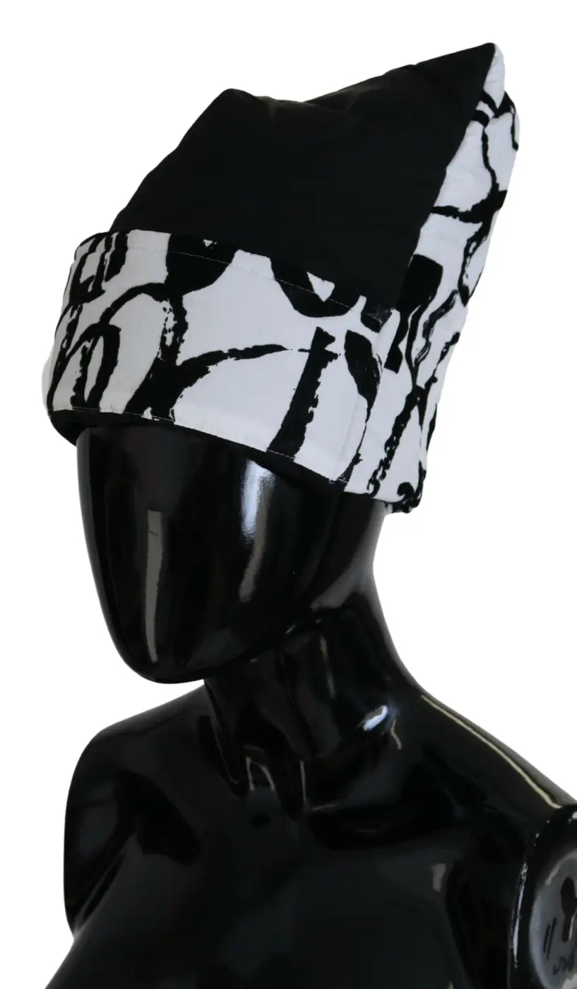 Dolce &amp; Gabbana White Printed Nylon Women Winter Beanie Cap Hat
