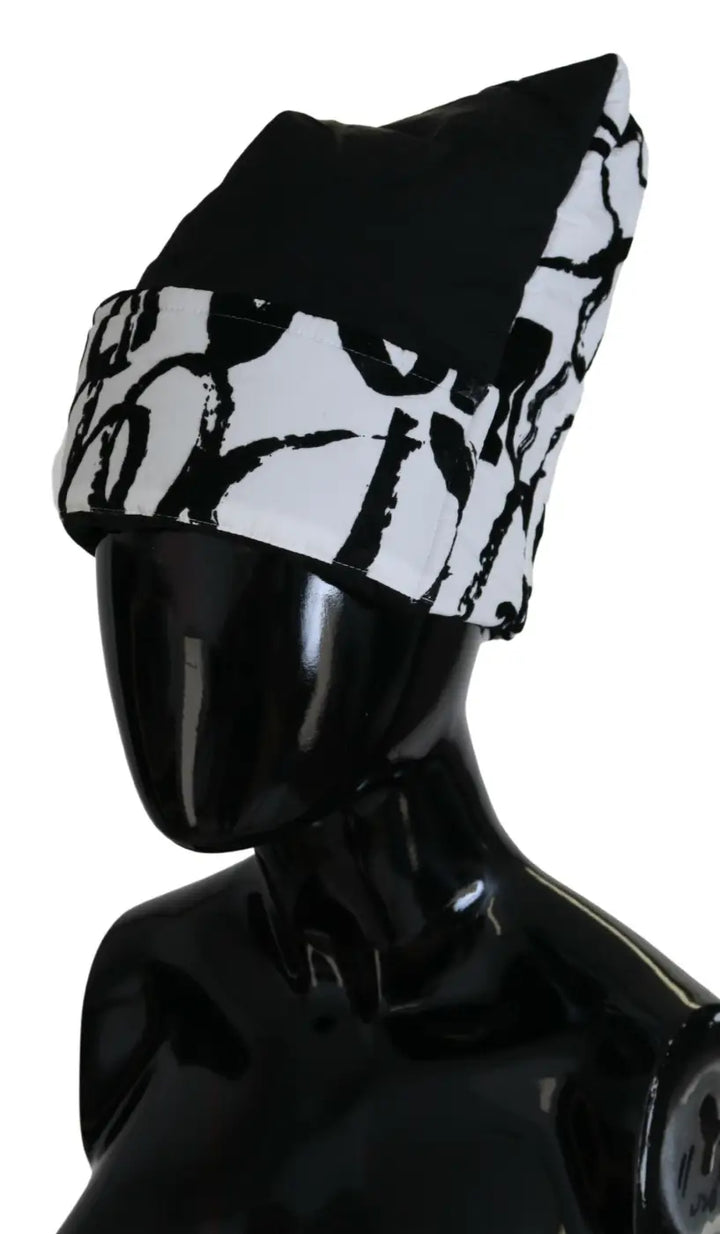 Dolce &amp; Gabbana White Printed Nylon Women Winter Beanie Cap Hat