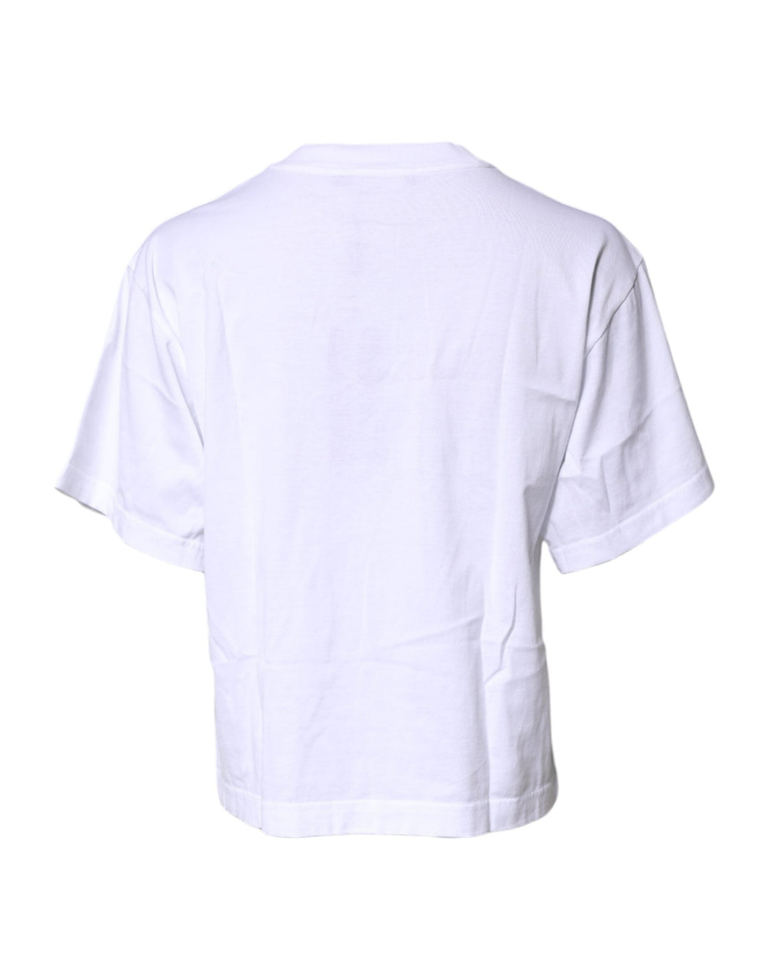 Dolce &amp; Gabbana - White Printed Round Neck Top Cotton T-shirt