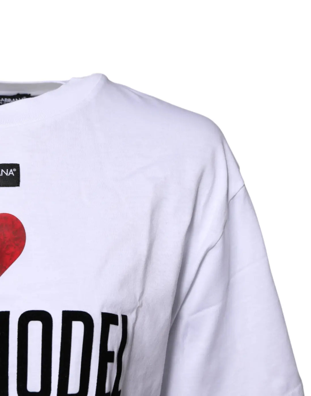 Dolce &amp; Gabbana White Printed Round Neck Top Cotton T-shirt