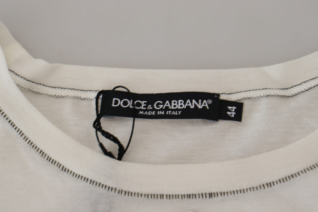 Dolce &amp; Gabbana White Printed Short Sleeves Men T-shirt