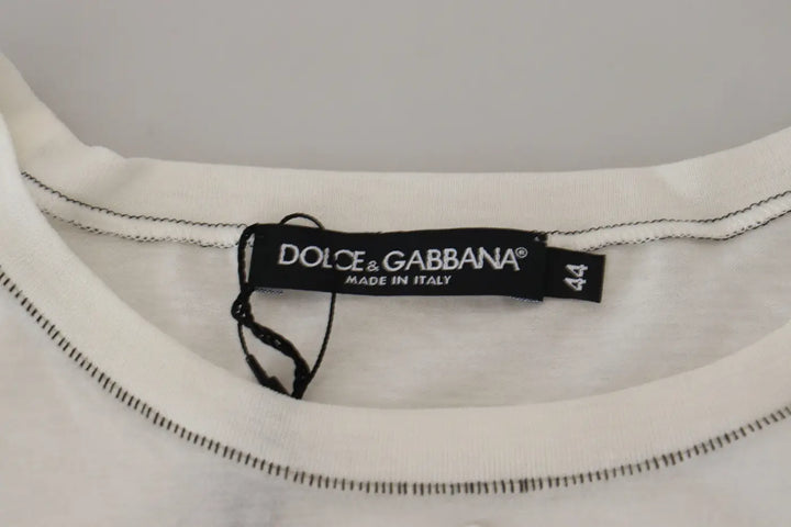 Dolce &amp; Gabbana White Printed Short Sleeves Men T-shirt
