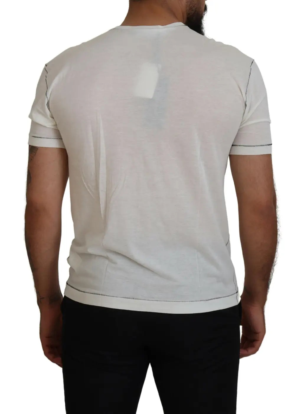 Dolce &amp; Gabbana White Printed Short Sleeves Men T-shirt