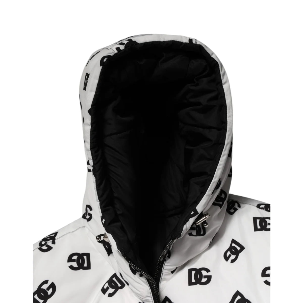 Dolce and Gabbana White Puffer Jacket Logo Mania Great Fit &