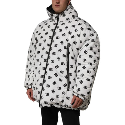 Dolce and Gabbana White Puffer Jacket Logo Mania Great Fit &