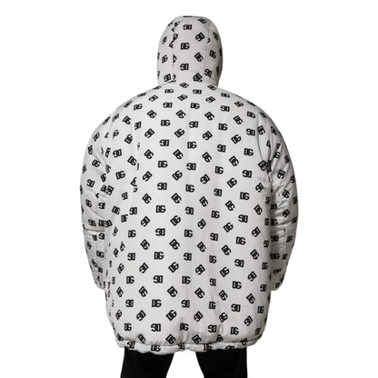 Dolce and Gabbana White Puffer Jacket Logo Mania Great Fit &