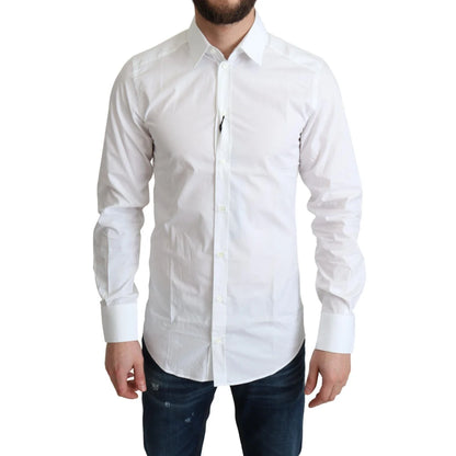 Dolce and Gabbana White Pure Cotton Dress Shirt Long Sleeve &