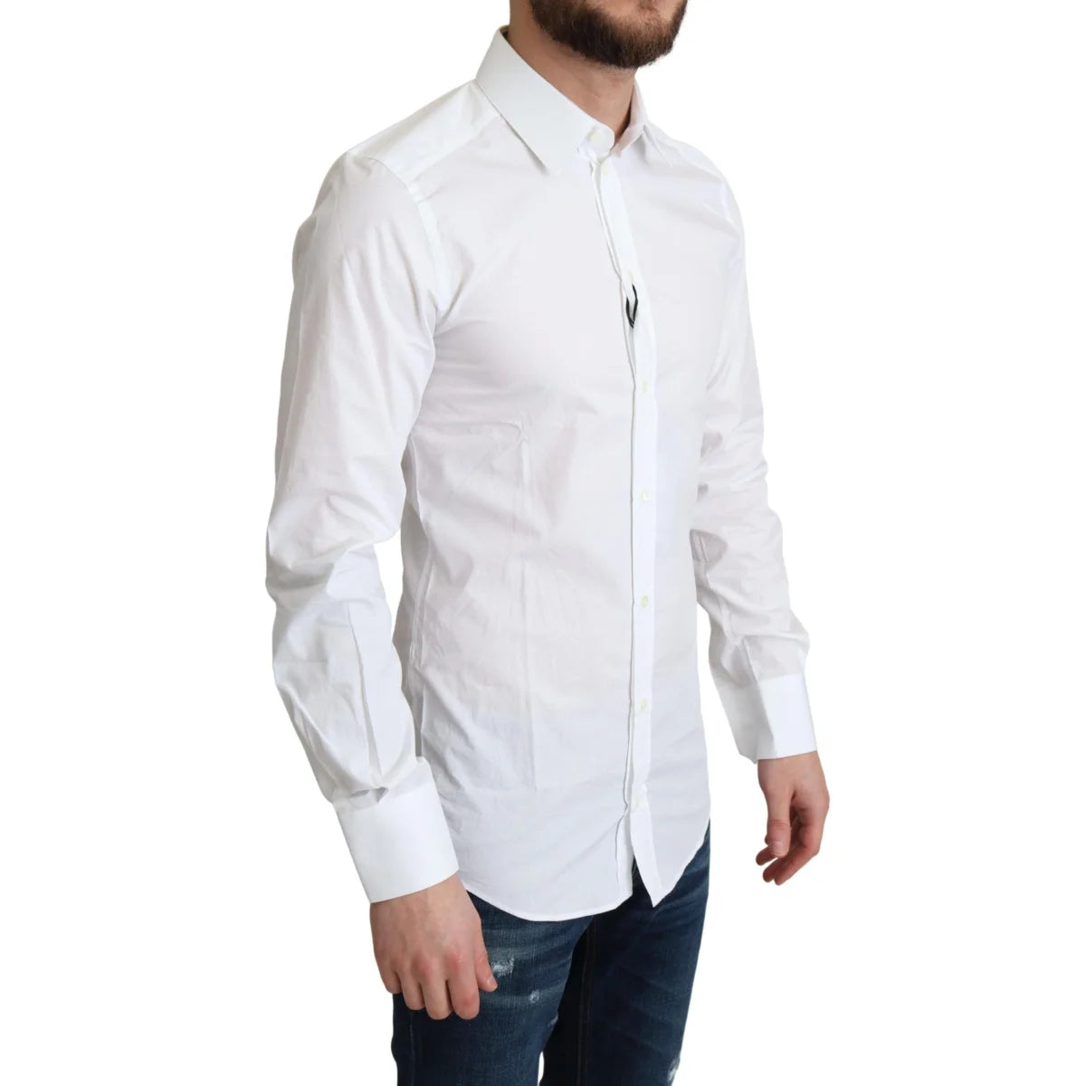 Dolce and Gabbana White Pure Cotton Dress Shirt Long Sleeve &