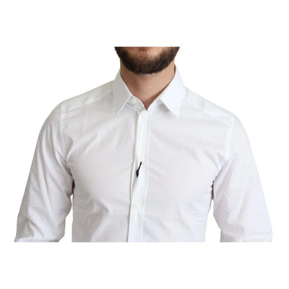 Dolce and Gabbana White Pure Cotton Dress Shirt Long Sleeve &