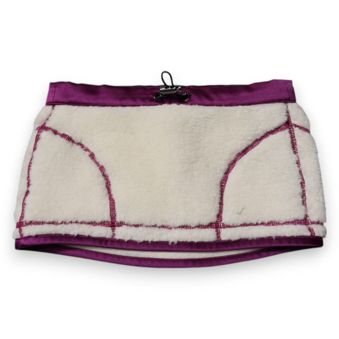 Dolce &amp; Gabbana White Purple Cashmere Fleece Neck Warmer Scarf