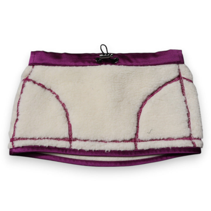 Dolce &amp; Gabbana White Purple Cashmere Fleece Neck Warmer Scarf