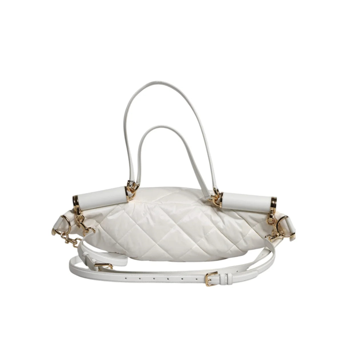 Dolce & Gabbana White Quilted Finish Bag with Adjustable Waist Strap