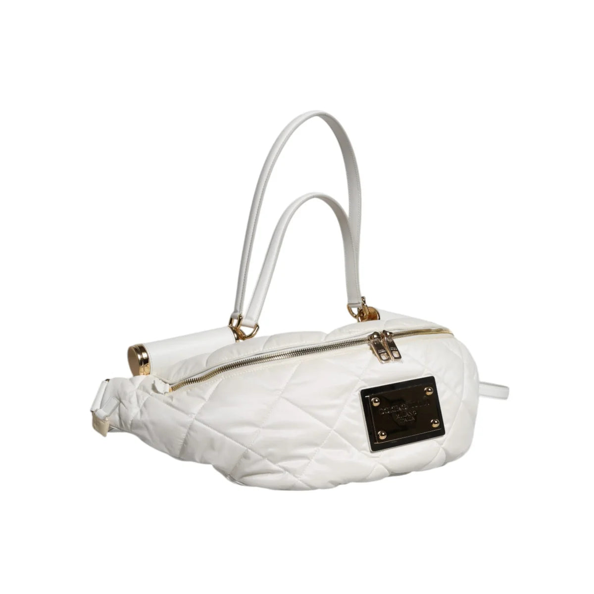 Dolce & Gabbana White Quilted Finish Bag with Adjustable Waist Strap