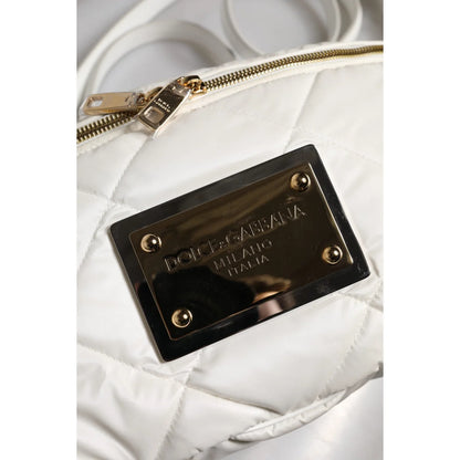 Dolce & Gabbana White Quilted Finish Bag with Adjustable Waist Strap