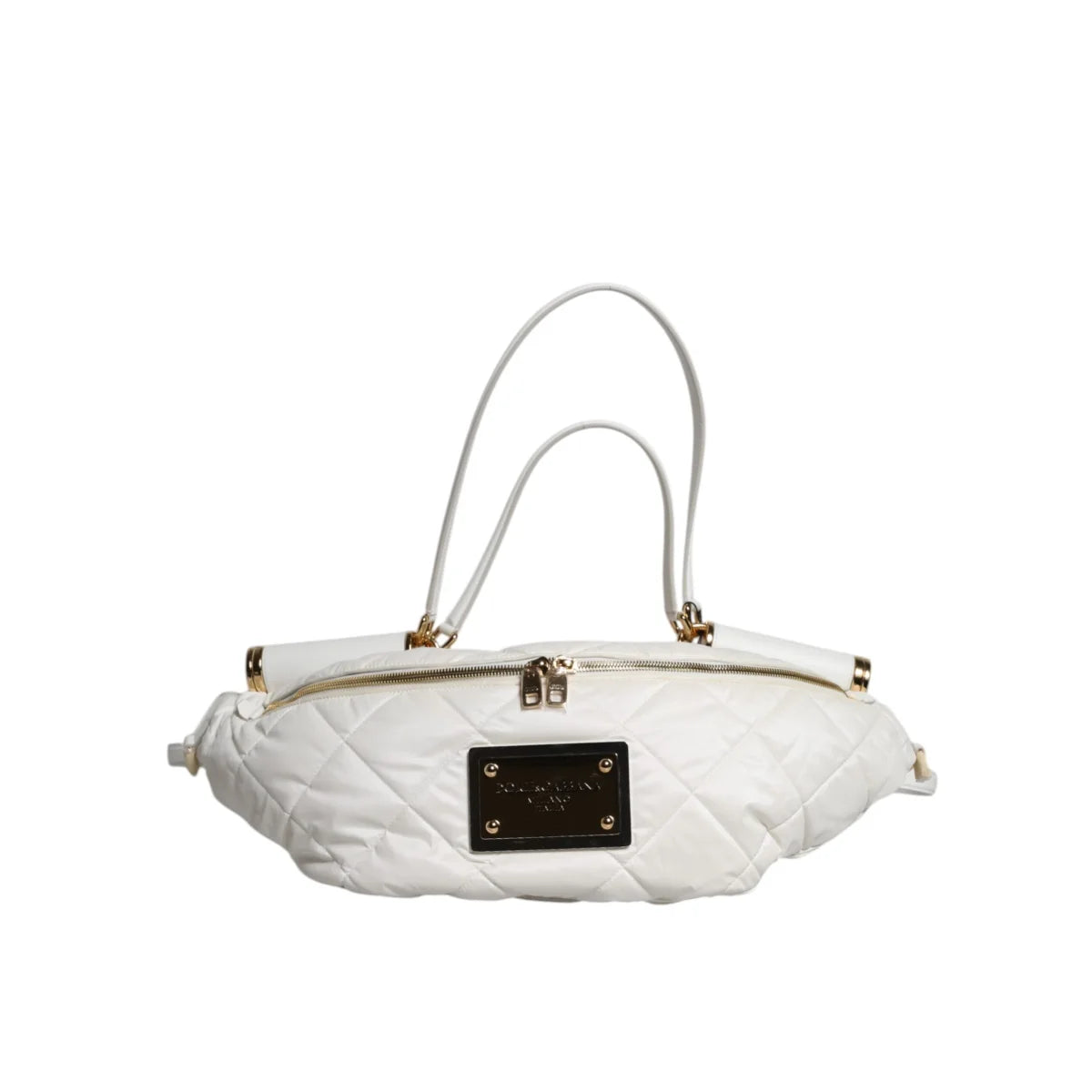 Dolce & Gabbana White Quilted Finish Bag with Adjustable Waist Strap