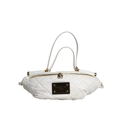 Dolce & Gabbana White Quilted Finish Bag with Adjustable Waist Strap