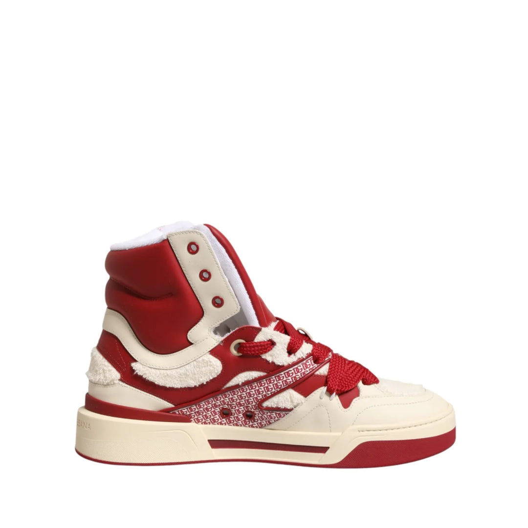 Dolce & Gabbana White Red Custom 2.Zero High Top Men Sneakers Shoes