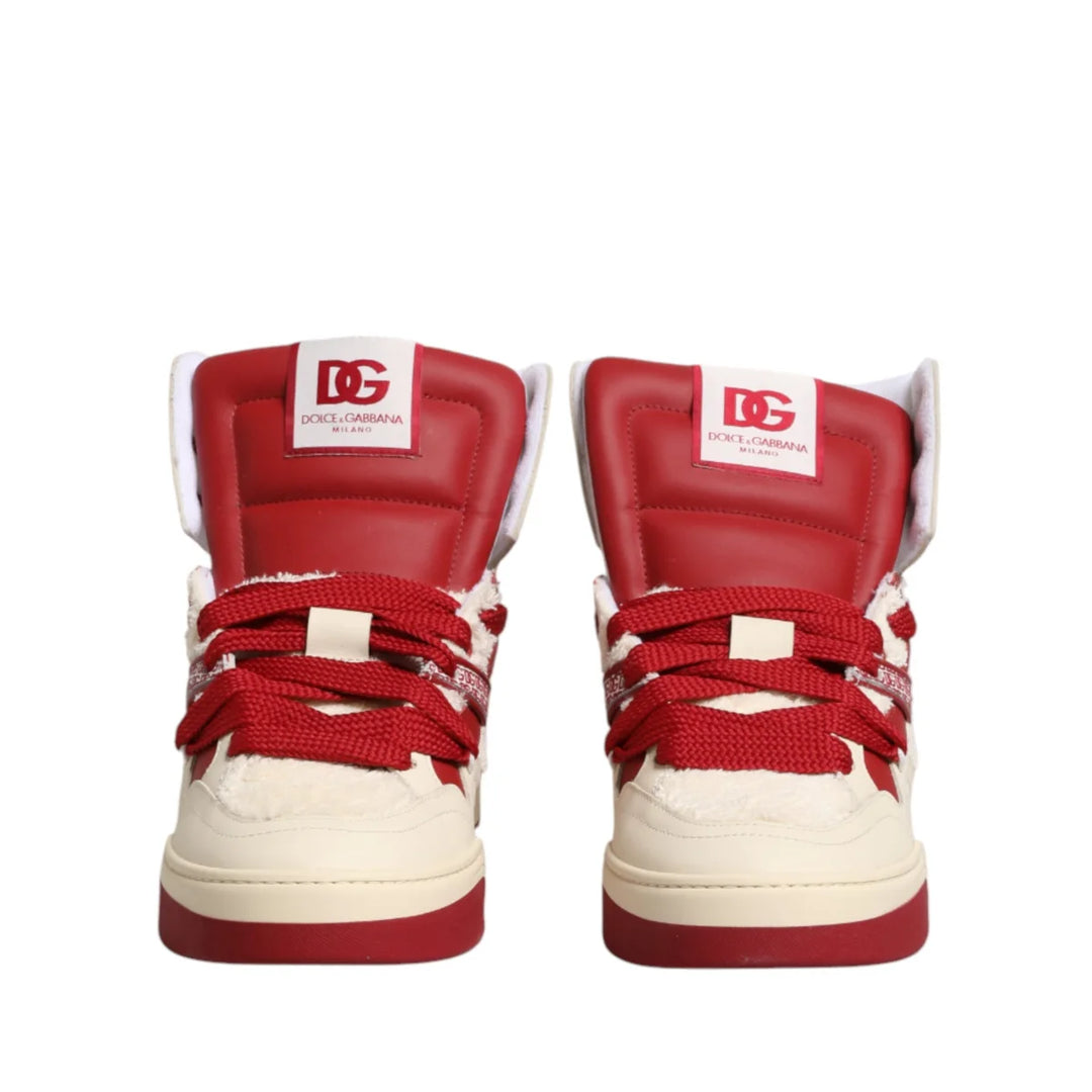 Dolce & Gabbana White Red Custom 2.Zero High Top Men Sneakers Shoes