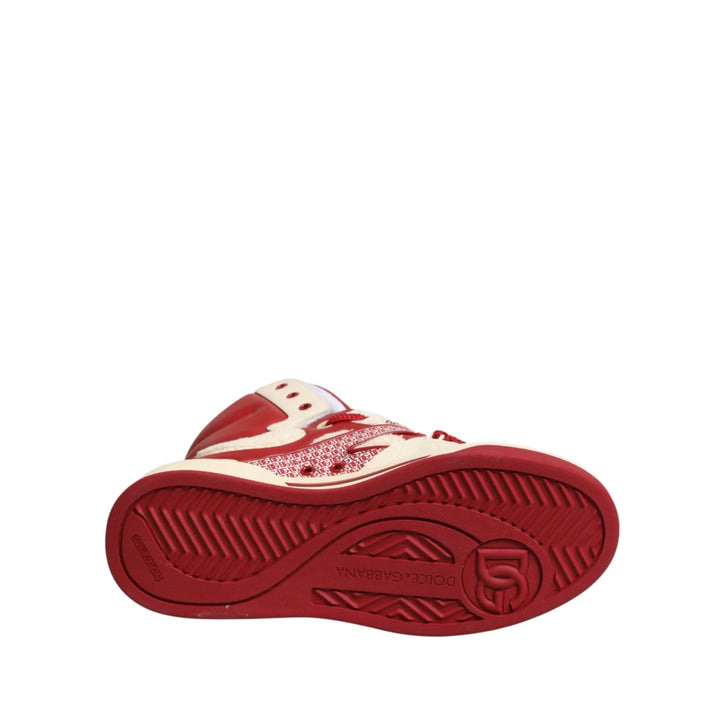 Dolce & Gabbana White Red Custom 2.Zero High Top Men Sneakers Shoes